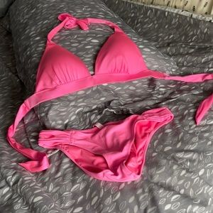 Victoria’s Secret pink bathing suit, size medium bottoms, large top